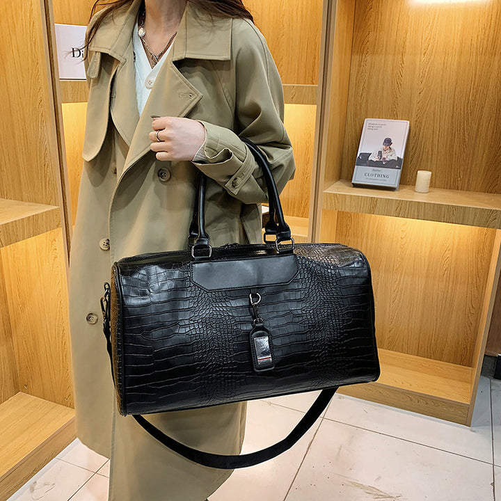 Crocodile-Texture Travel Duffle Bag Kalsten