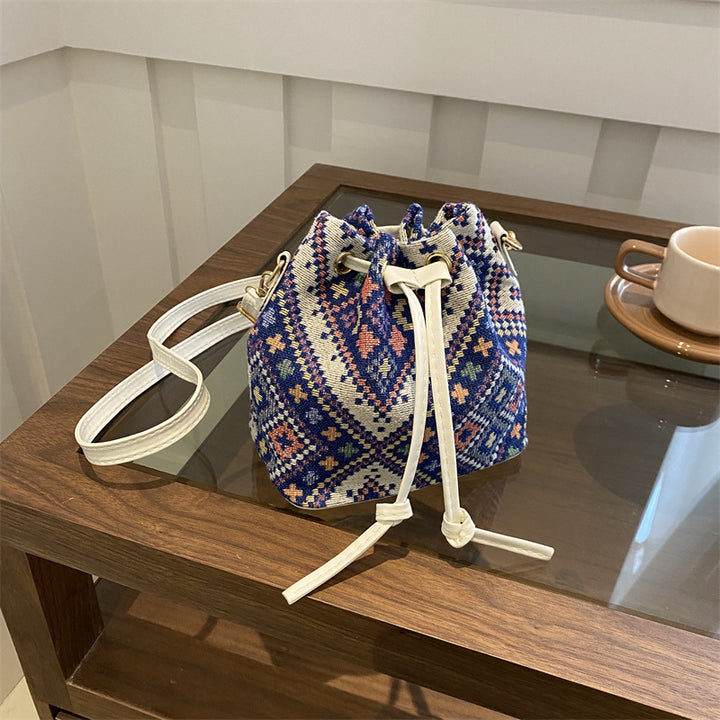 Bohemian Style Drawstring Bucket Bag