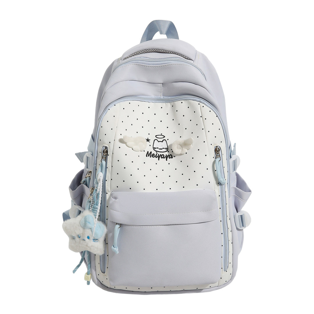 Stylish Dot-Printed Backpack with Decorative Accents Kalsten