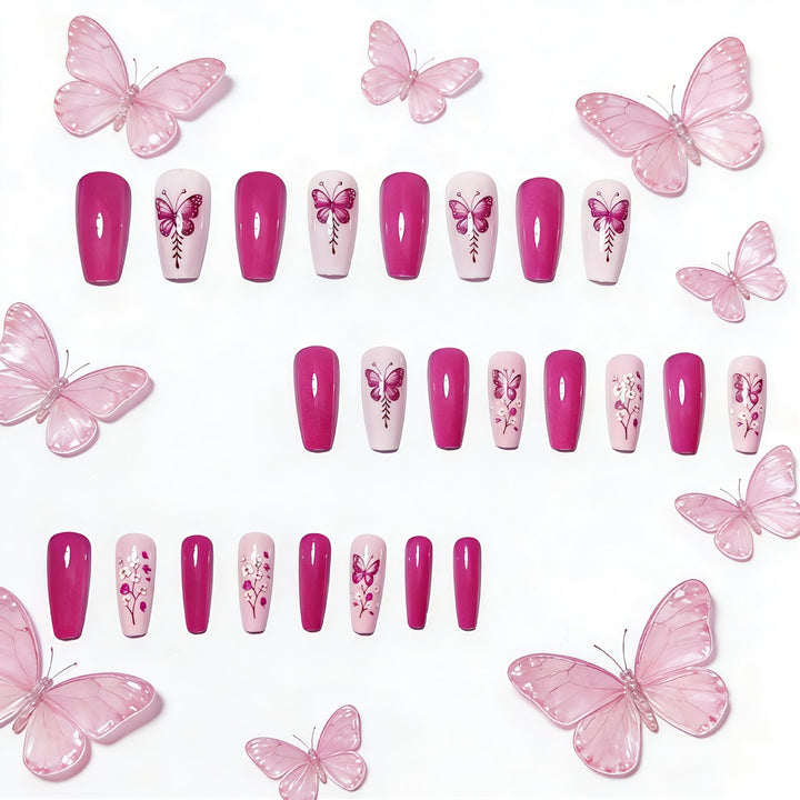 Glittering artificial nails with butterfly motif Kalsten