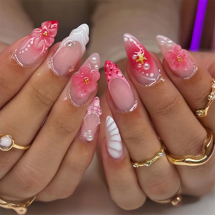 Artificial nail set with floral accents Kalsten