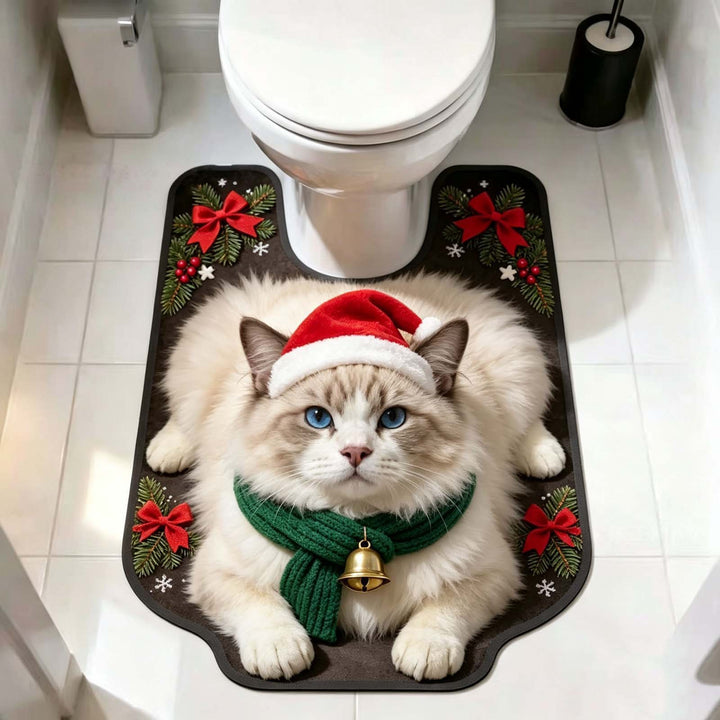 Holiday Cat-Themed Bath Mat