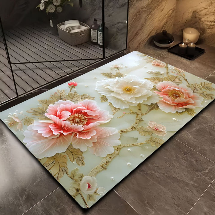 Floral Design Bath Mat Kalsten