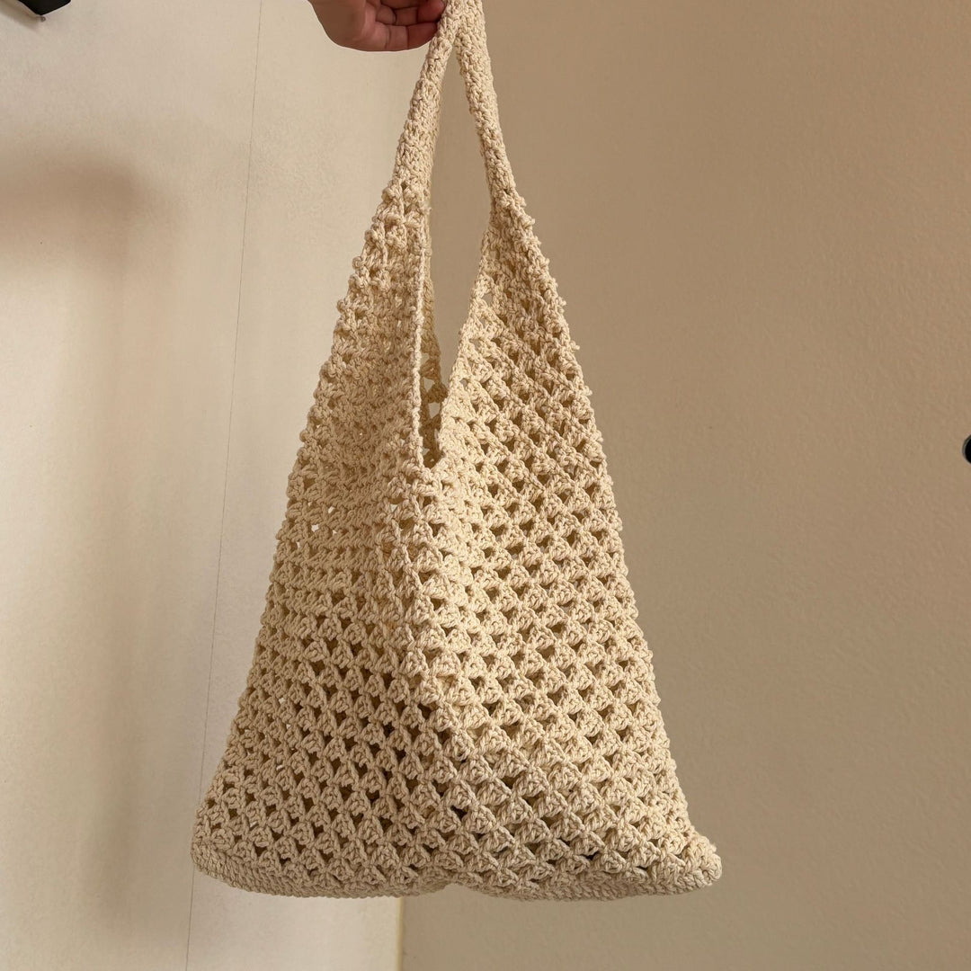 Hand-knotted net tote bag with comfortable double handles Kalsten