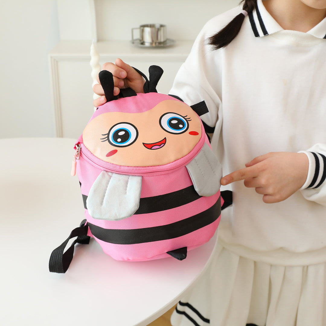 Plush backpack with bee motif and practical compartments Kalsten
