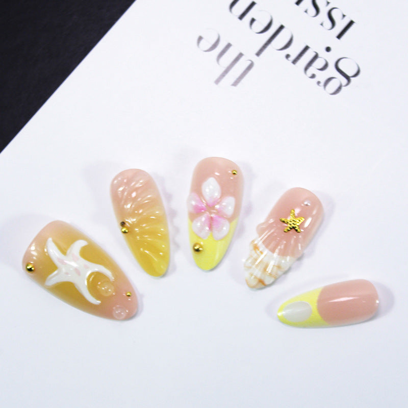 Artificial nail set with maritime shell and flower motifs Kalsten
