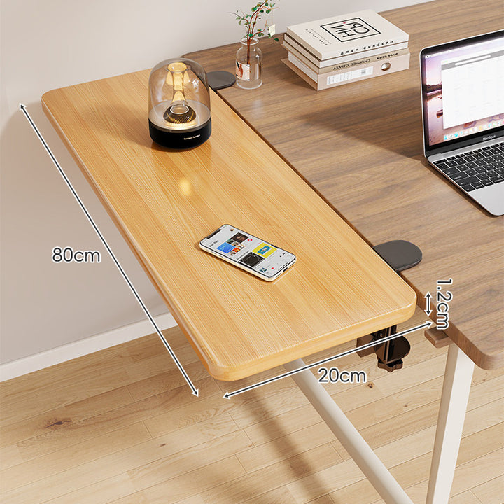 Clamp-On Adjustable Wooden Desk Side Shelf Extension with Foldable Bracket