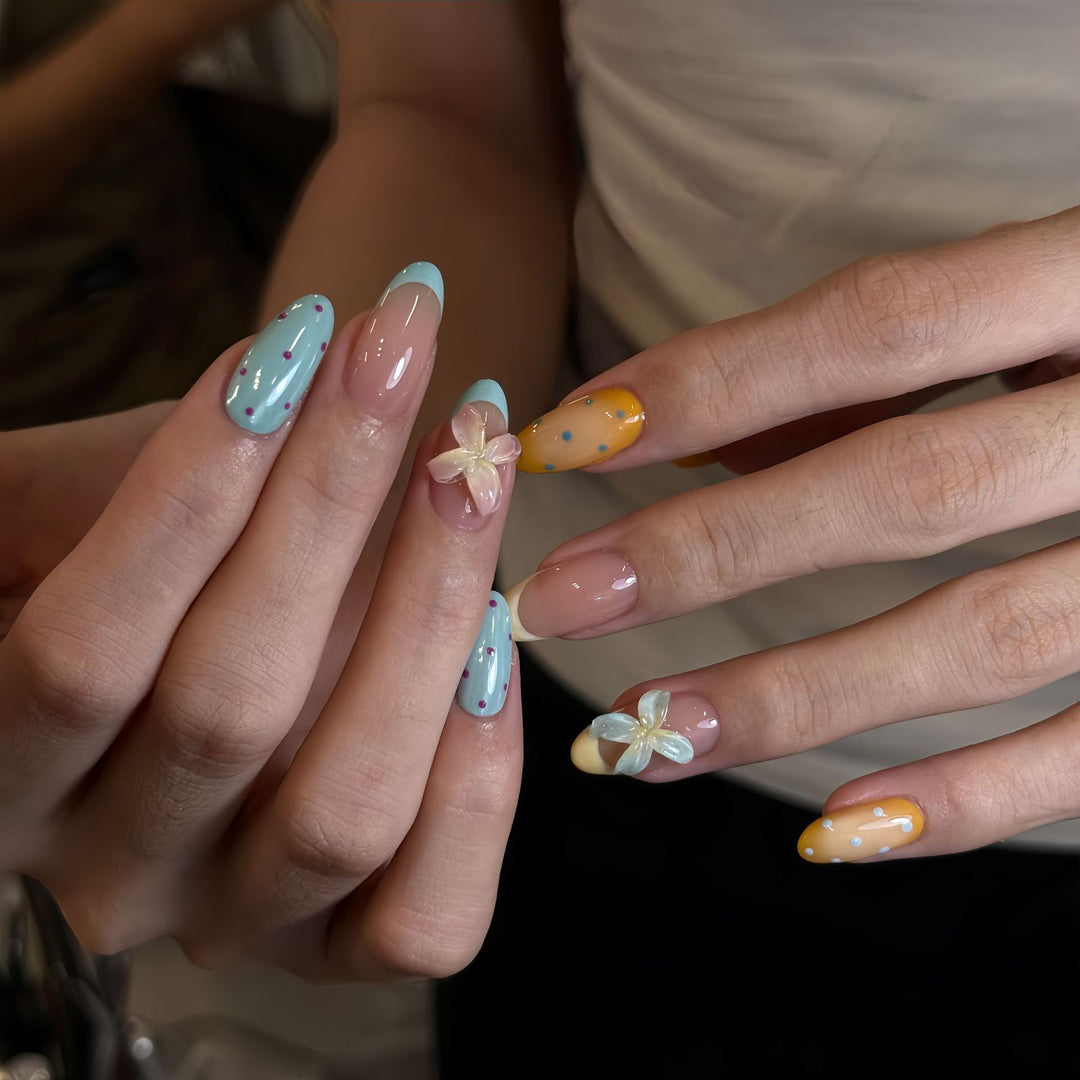 Artificial Hand Nail Art with Floral Accents Kalsten