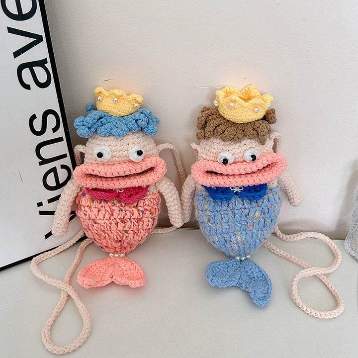 Cute Fish-Shaped Crochet Mini Crossbody Bag