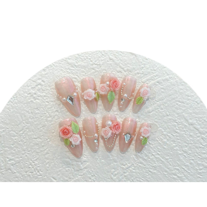 Floral Embellished Press-On Nail Set