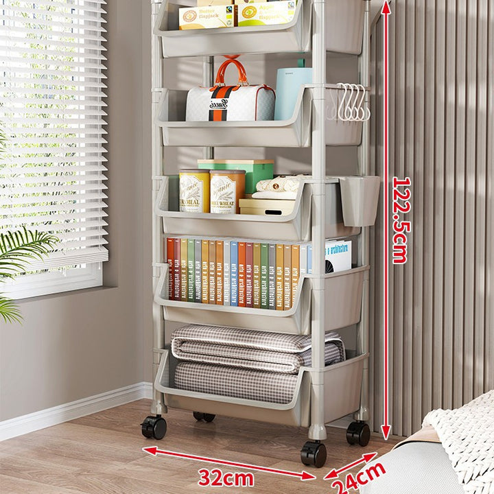 Compact Two-Tier Rolling Storage Cart with Removable Bins and Swivel Casters