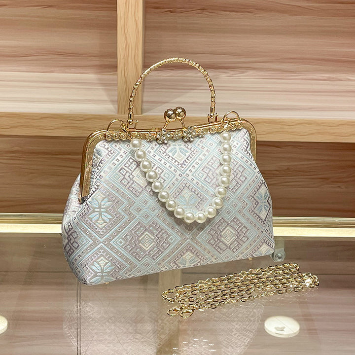 Elegant Pearl-Accented Evening Handbag