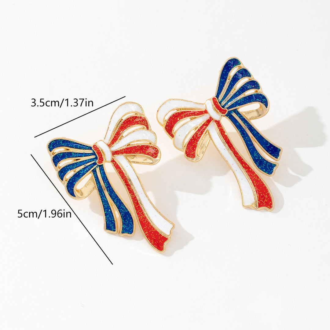 Ladies' elegant enamel bow earrings with glitter effect and gilded setting Kalsten