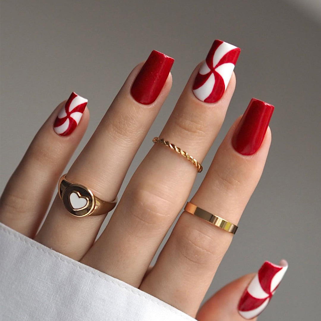 Festive Candy Stripe Nail Art Extensions