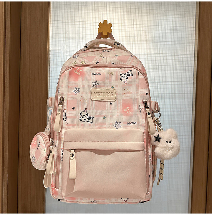 Multi-Functional Plaid School Backpack