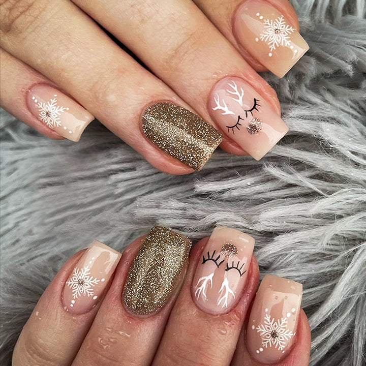 Creative Nail Art Set with Winter Motifs and Glitter Effects Kalsten