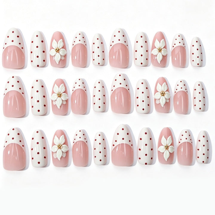 Art nail set with delicate flower and dot elements Kalsten