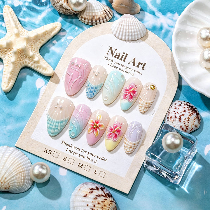 Decorative Floral Press-On Nail Set