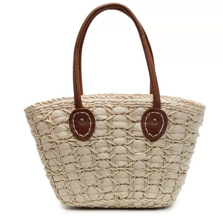Braided shopping bag with sturdy faux leather handles Kalsten