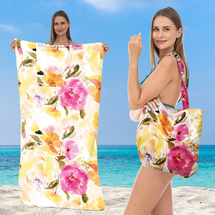 Beach towel with integrated tote bag design Kalsten