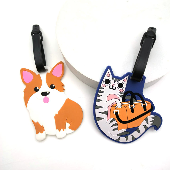 Cute Silicone Cat Luggage Tag with Detachable Strap and Personalized ID Window Kalsten
