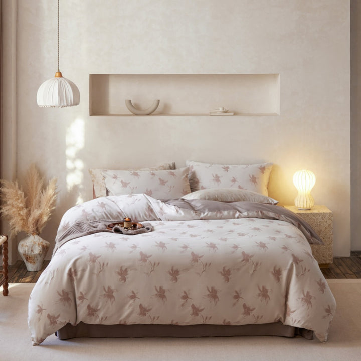 Luxurious cotton satin bedding set with fine jacquard pattern