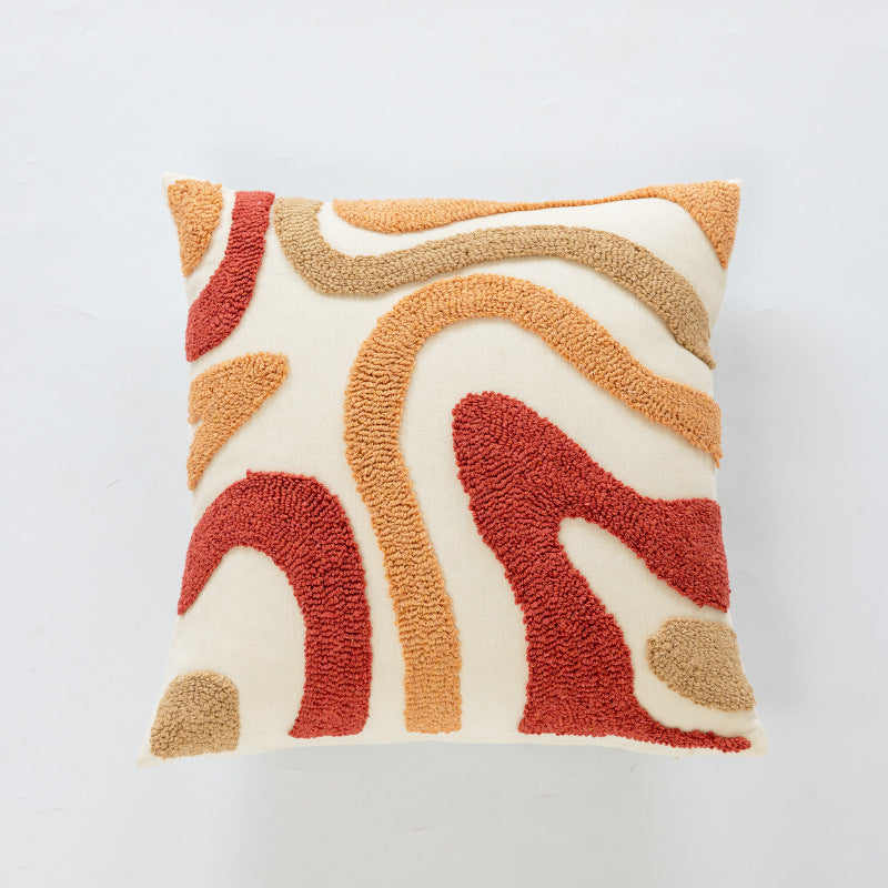 Plush Faux Fur Ribbed Grid Square Throw Pillow with Channel-Quilt Texture