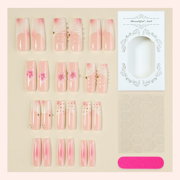 Artificial nail set with delicate flower and glitter accents Kalsten