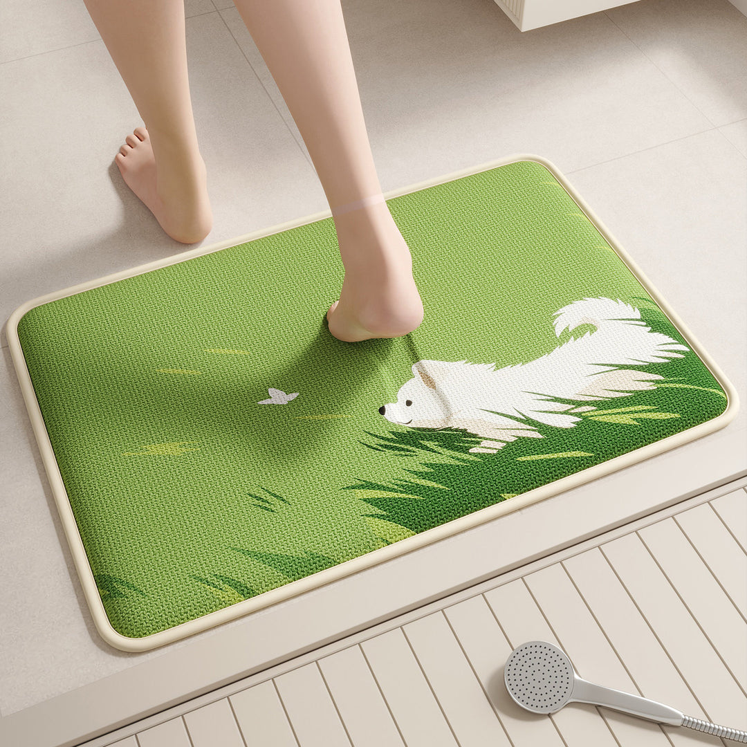 Soft Cartoon Cat-Themed Bath Mat