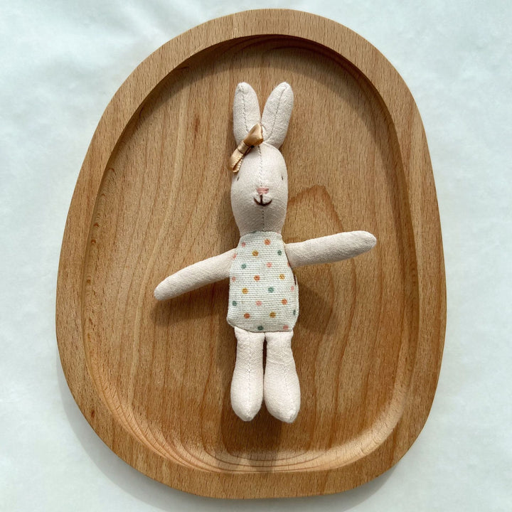 Soft Linen Rabbit Comforter Doll with Pink Gingham Dress and Satin Bow