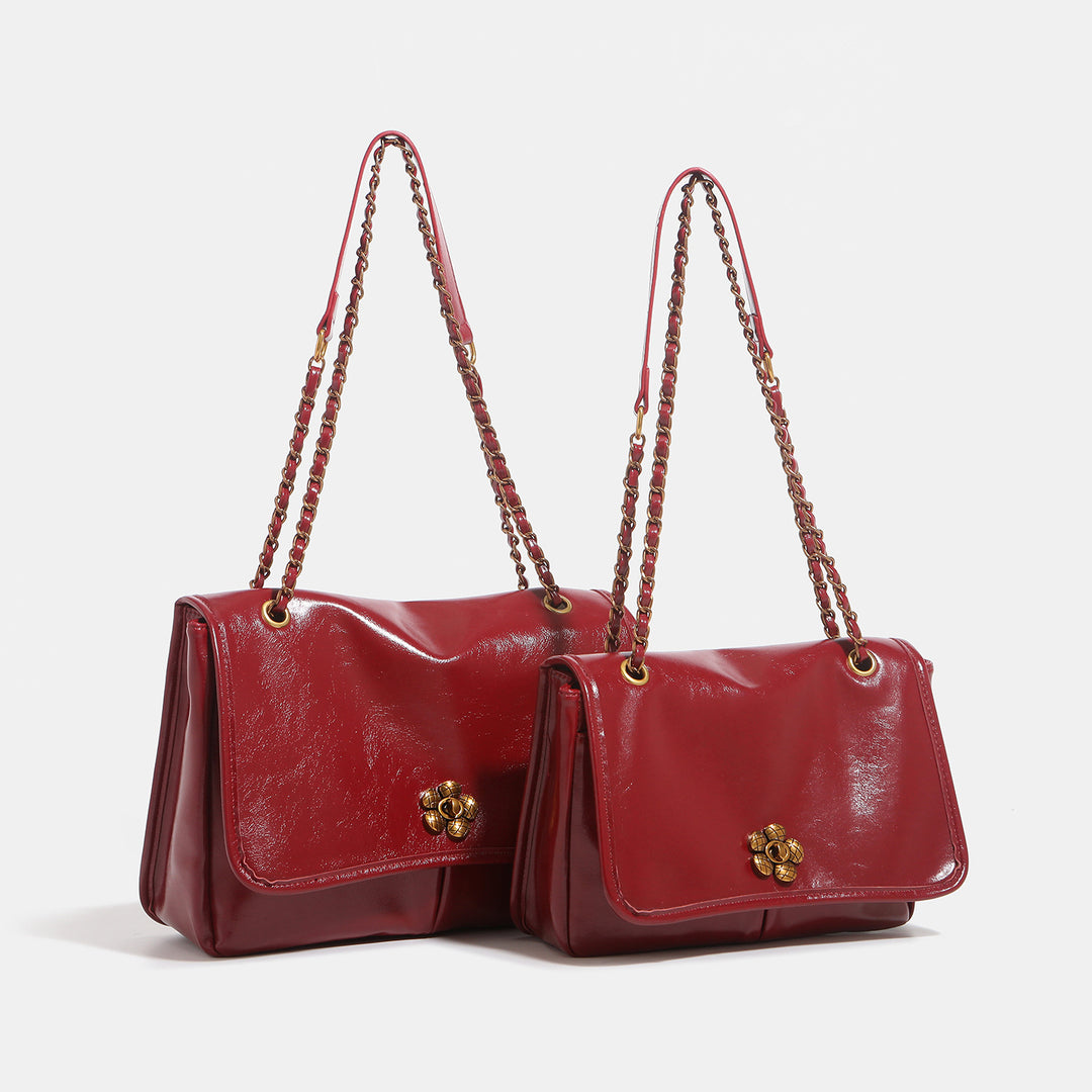 Elegant Flower-Accent Shoulder Bag