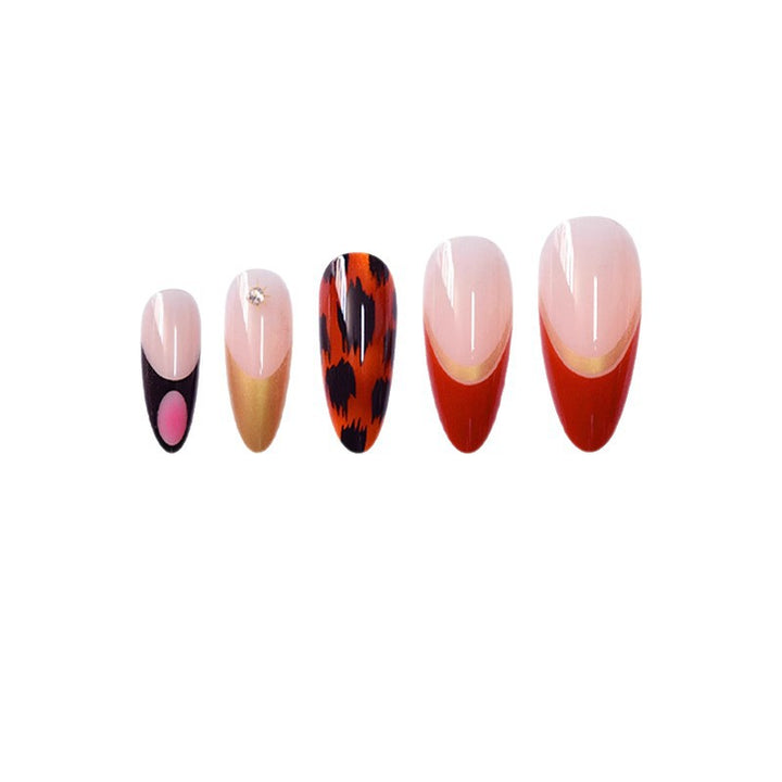Decorative Stiletto Press-On Nails with Metallic Accents Kalsten