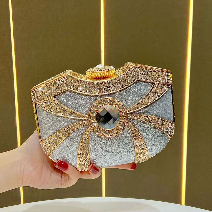 Decorative Rhinestone-Accented Evening Clutch