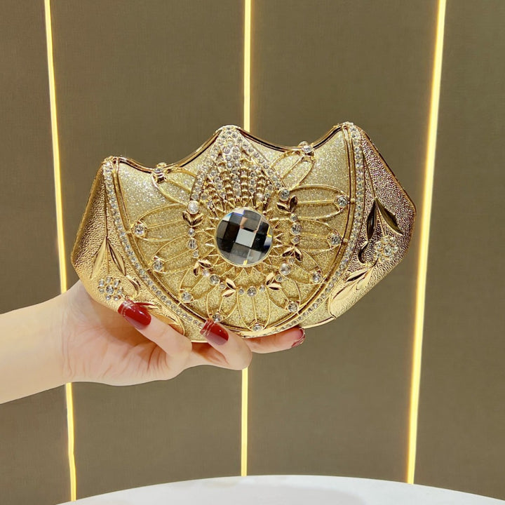 Floral-Inspired Rhinestone Evening Clutch