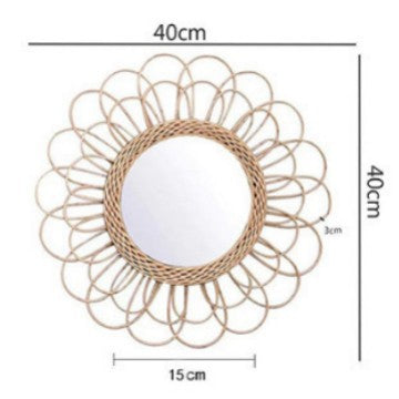 Decorative Wall Mirror Made of Rattan Kalsten