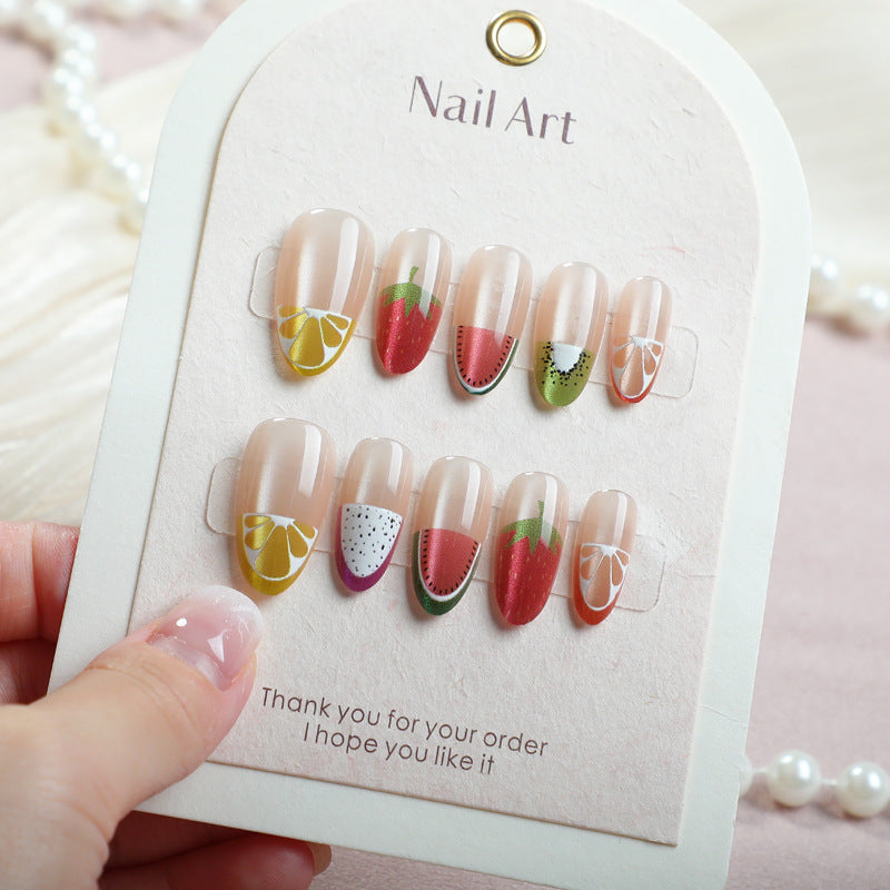 Fruit-Inspired Floral Press-On Nail Art Set Kalsten