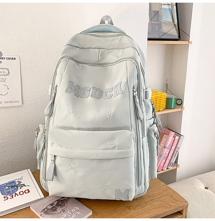 Embroidered Travel School Backpack