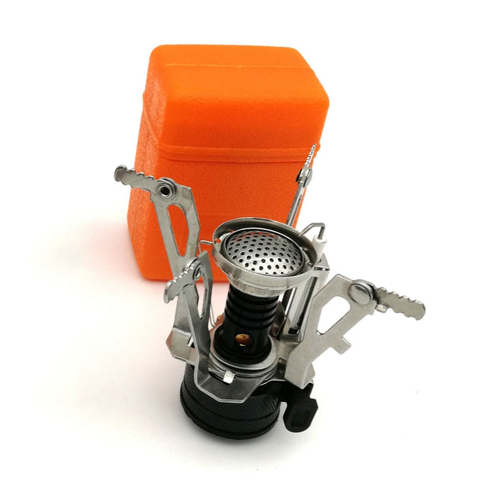 ultralight folding backpacking gas stove with windproof burner and protective case Kalsten