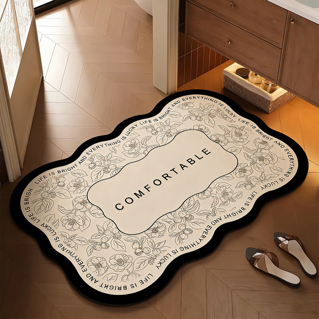 Floral-Themed Bathroom Mat