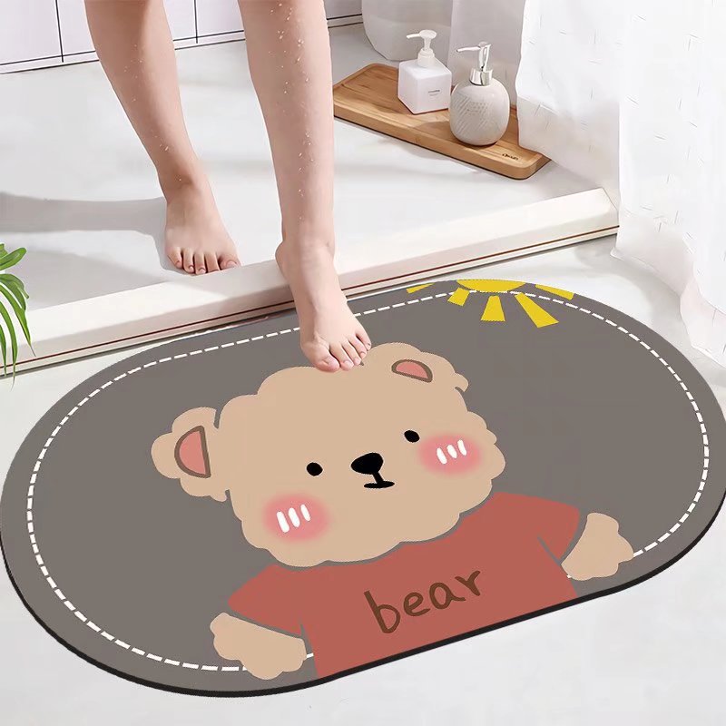 Cute Cartoon Bear-Themed Bath Mat
