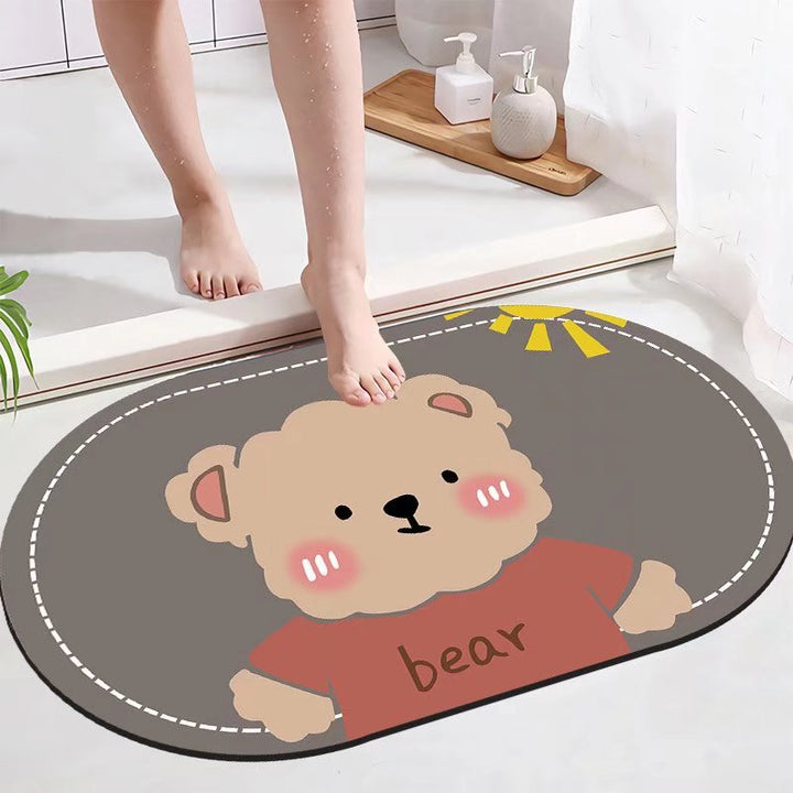 Cute Cartoon Bear-Themed Bath Mat