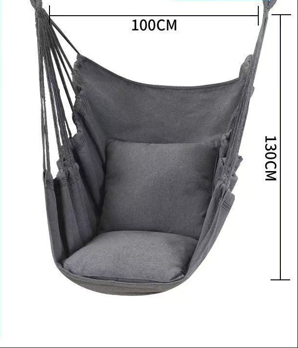 Hanging hammock chair with reinforced cotton canvas and integrated arm pockets Kalsten