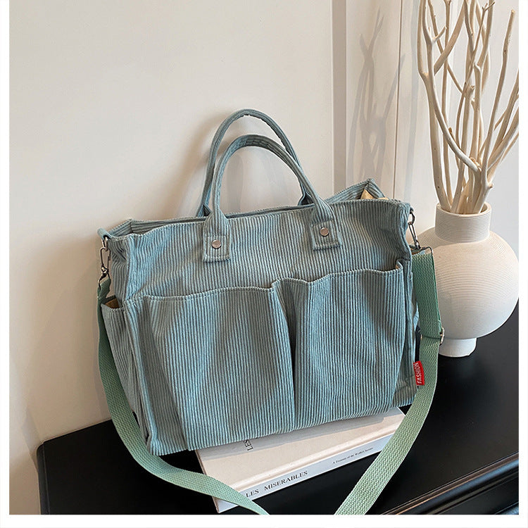 Corduroy Multi-Pocket Tote Bag Kalsten