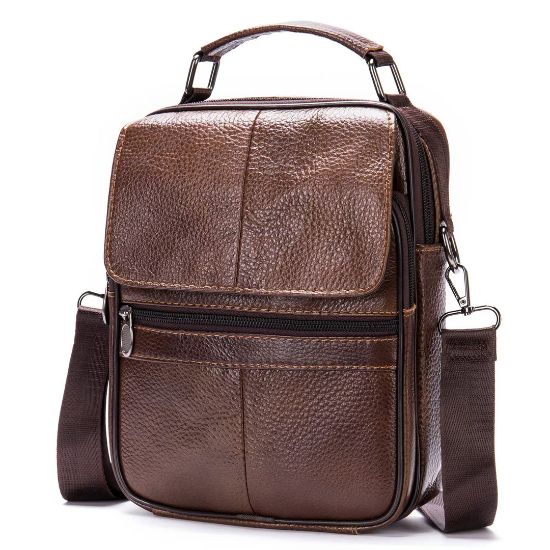 Textured Leather Crossbody Briefcase