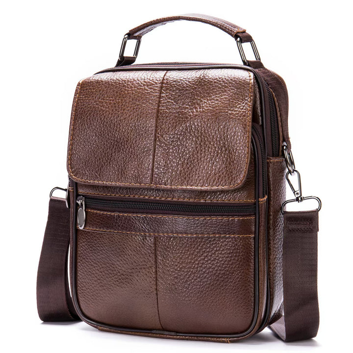 Textured Leather Crossbody Briefcase
