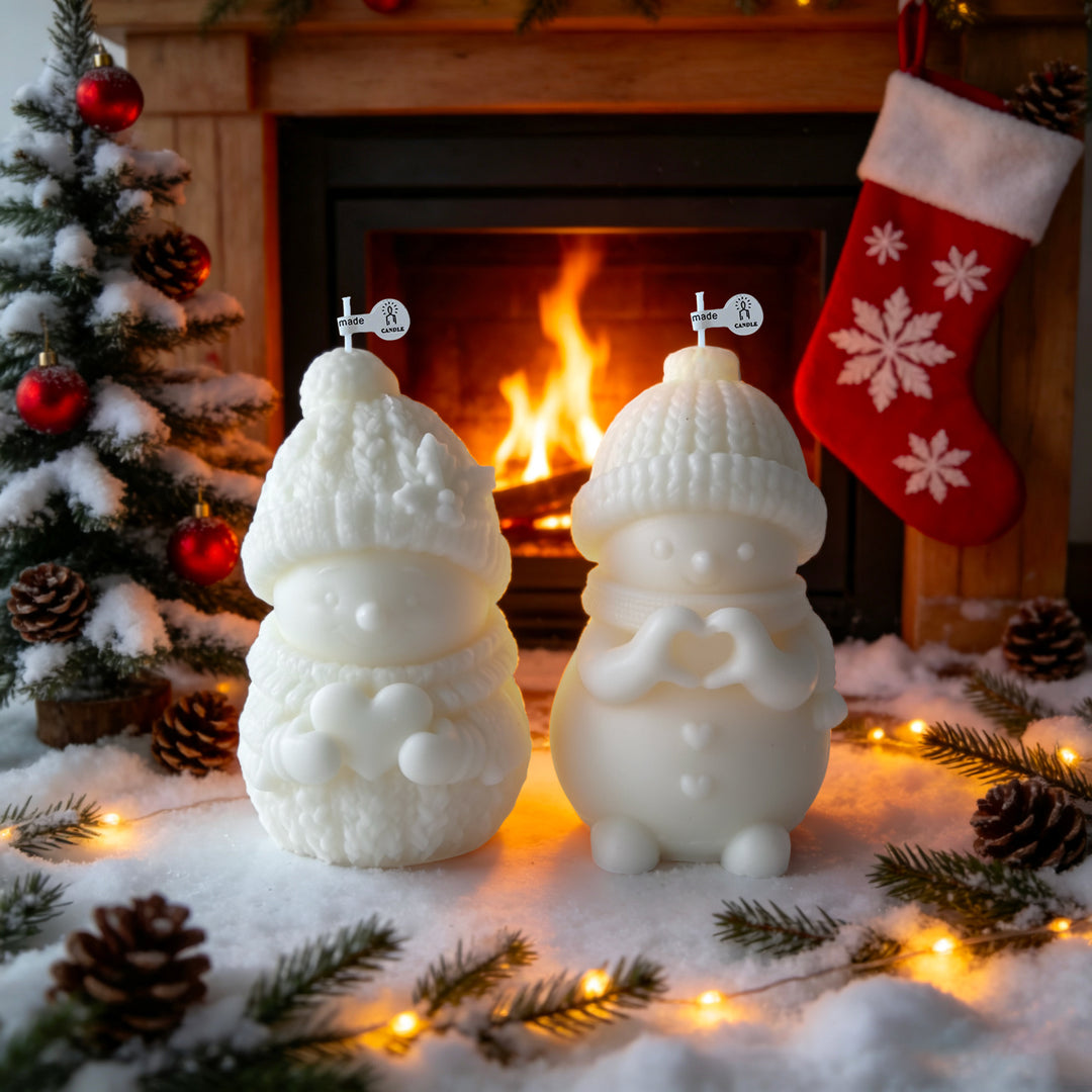 Snowman-Themed Decorative Candle