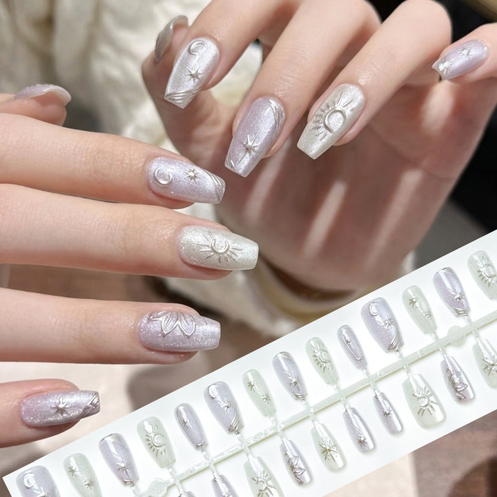 Celestial-Themed Press-On Nail Art Set