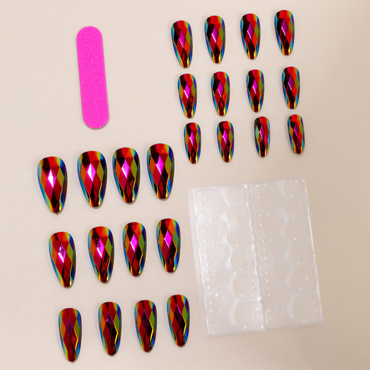 Stiletto Nail Art Extensions with Geometric Prism Design Kalsten