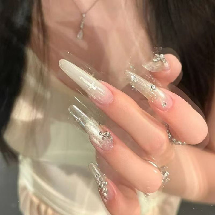 Glamorous Crystal-Studded Stiletto Nail Extensions