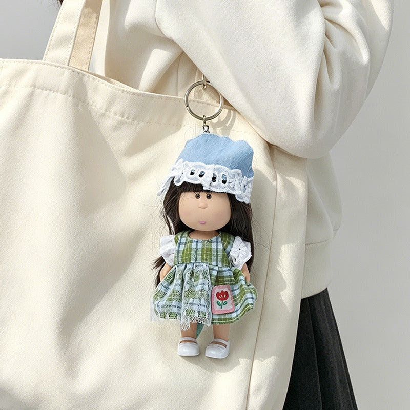 Hooded Doll Bag Charm Keychain with Denim Outfit & Loop Strap Kalsten